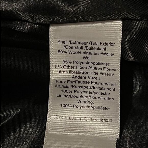 DKNY Asymmetrical Faux-Fur-Collar Coat Wool Blend Gray Extra Small NWT - Picture 8 of 10